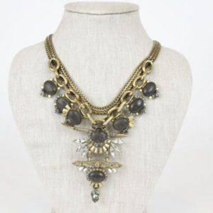 Elizabeth Cole Grey Gold Embellished Stone & Gemst